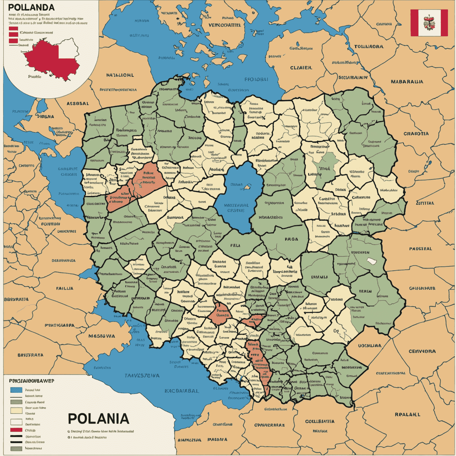 Mapa Polski z zaznaczonymi głównymi szpitalami i centrami medycznymi w największych miastach